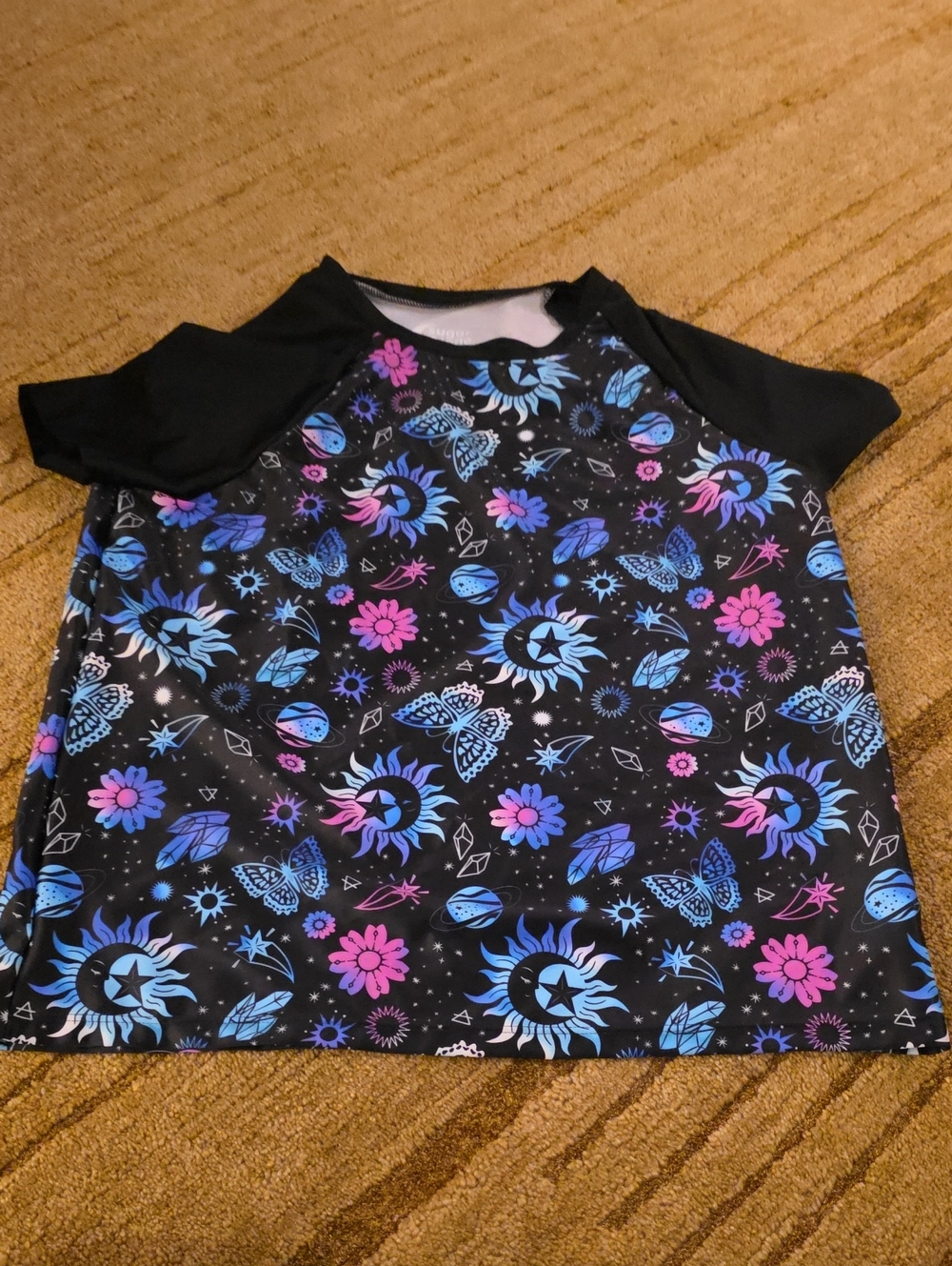 5/25 Sugar & Jade Black Graphic  Swim Top Size 16/18